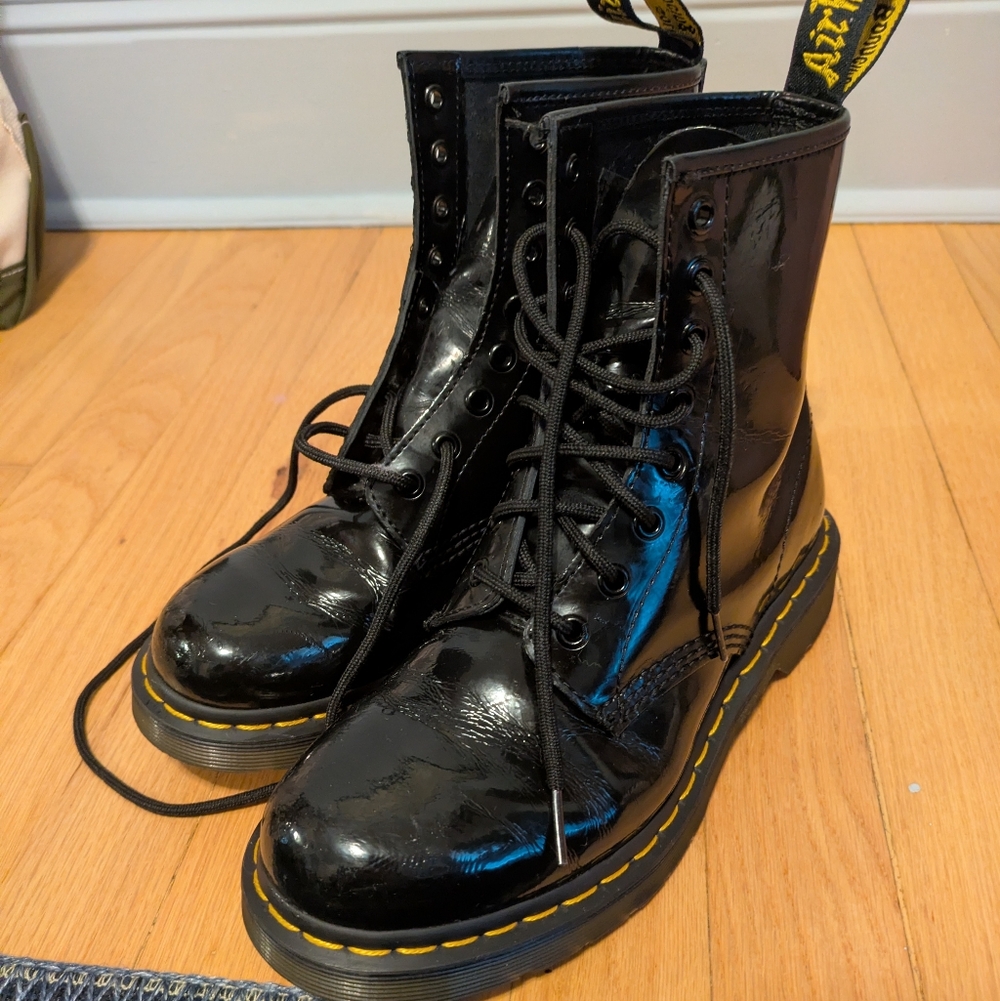Black Leather Lace-Up Boots